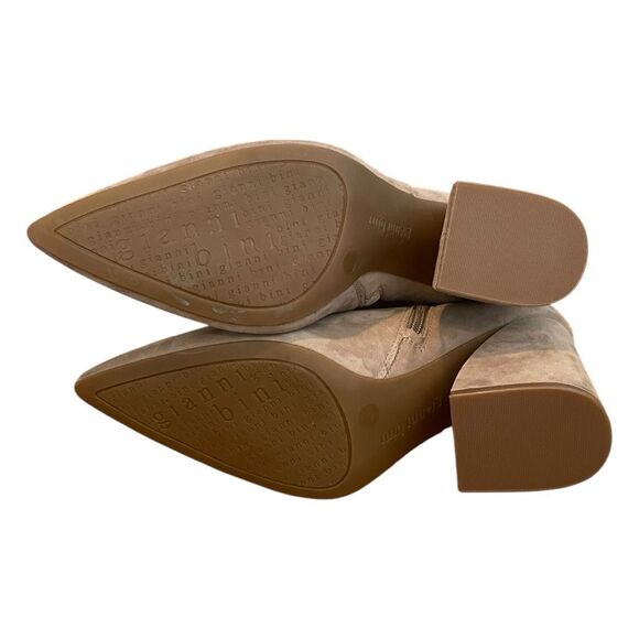 Gianni Bini Callen Ankle Booties Tan Suede Block Heel Boots Zip Close 8.5 - Picture 6 of 8